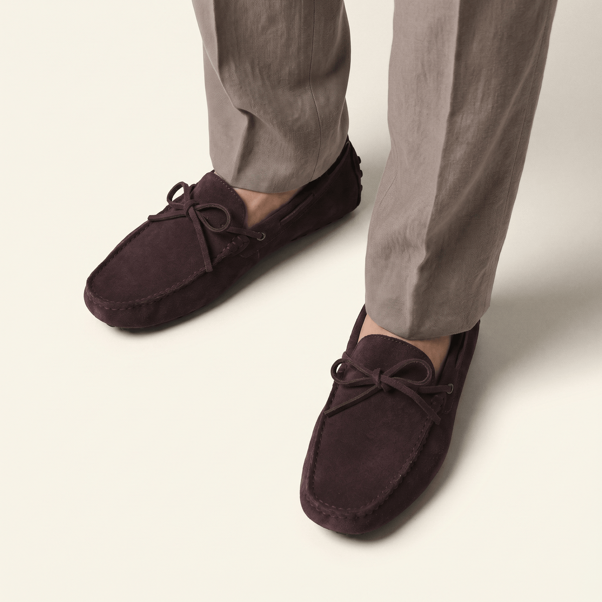 Mocassin à Picots en Daim avec Lacets Décoratifs