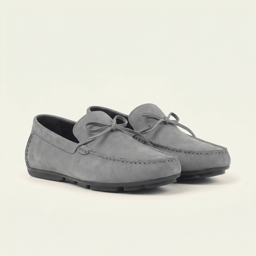 Mocassin Gris à Lacets Décoratifs