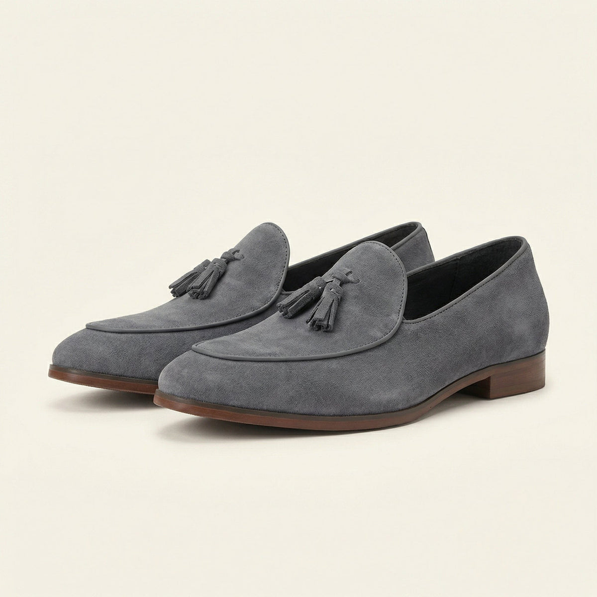 Mocassin Classique à Pampilles en Cuir Suédé avec Petit Talon