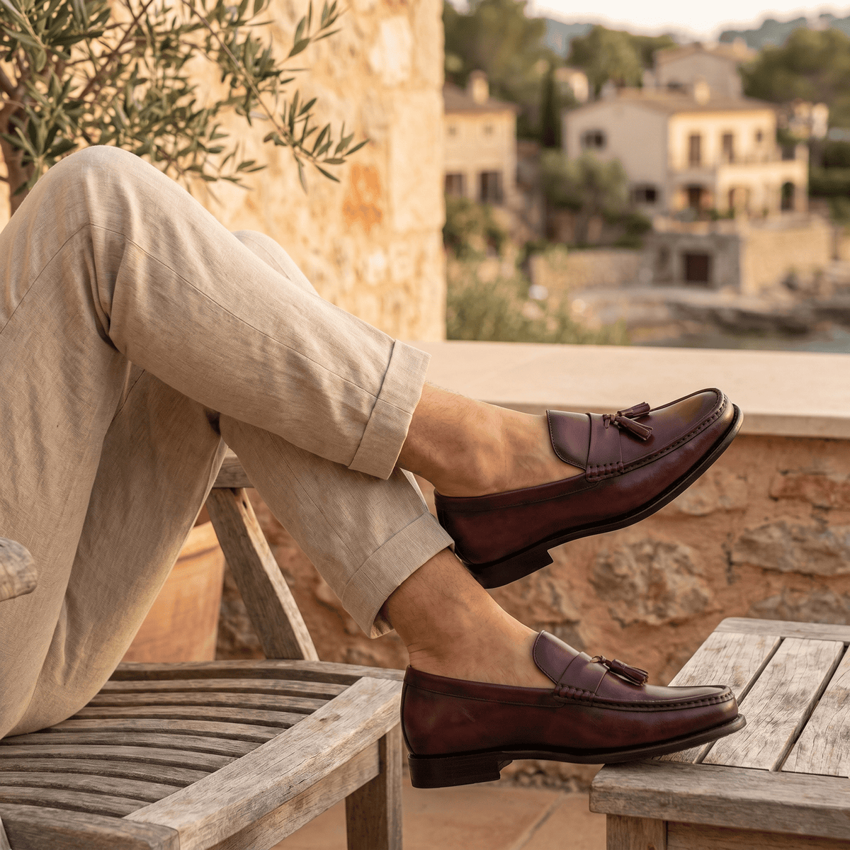 Mocassin Habillé à Glands en Cuir Lisse