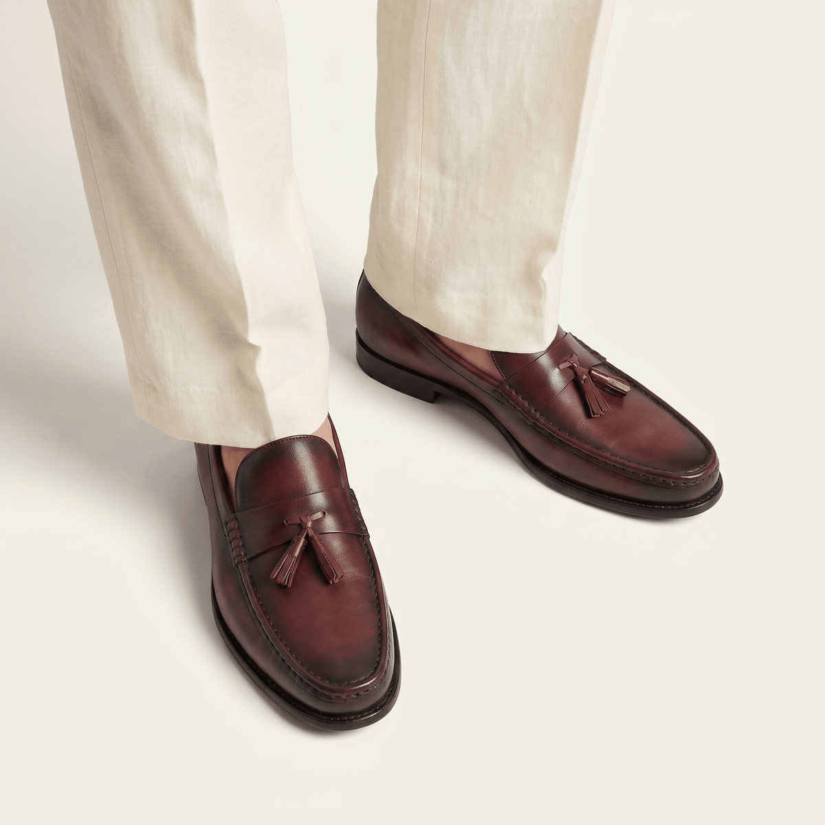 Mocassin Habillé à Glands en Cuir Lisse