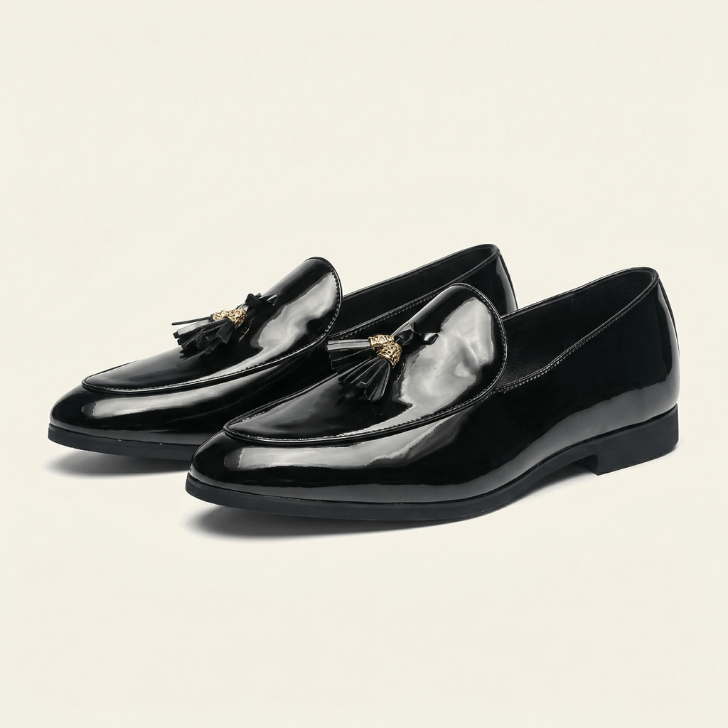 Mocassin Habillé à Glands en Cuir Verni