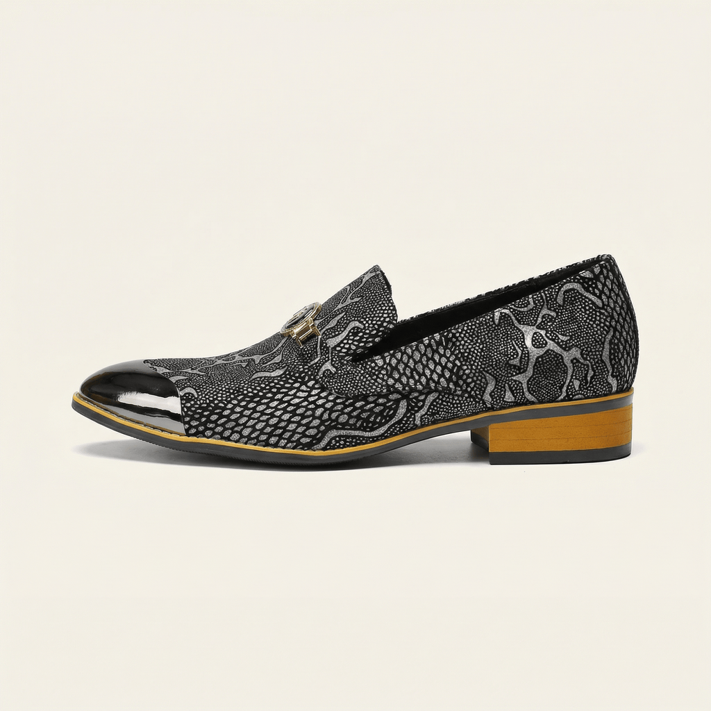 Mocassin Habillé en Cuir Texturé Effet Reptile