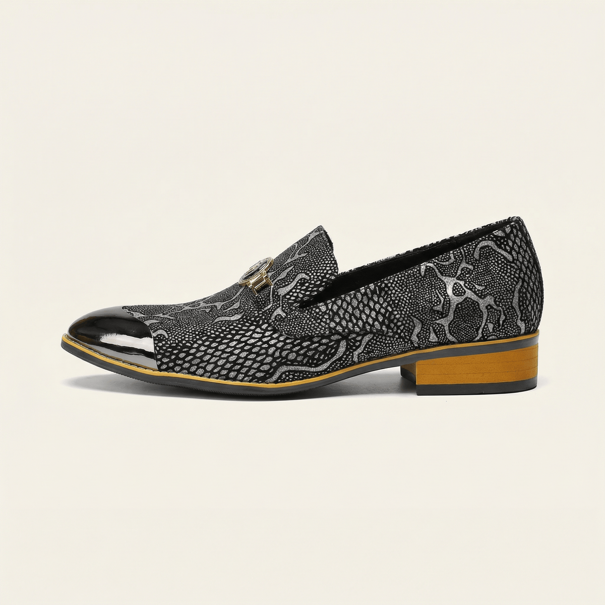 Mocassin Habillé en Cuir Texturé Effet Reptile