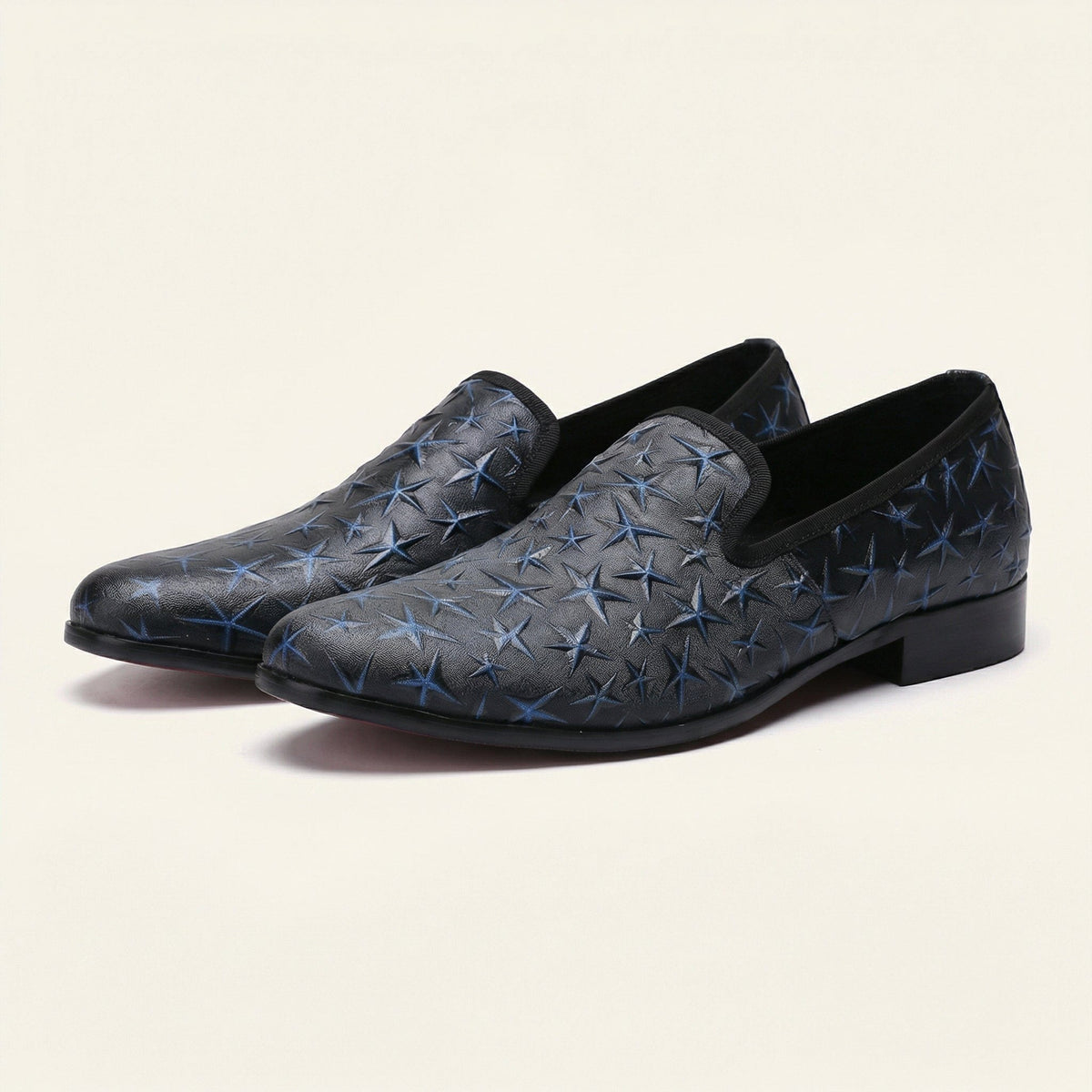 Mocassin Habillé Homme en Cuir Embossé à Motif Étoiles