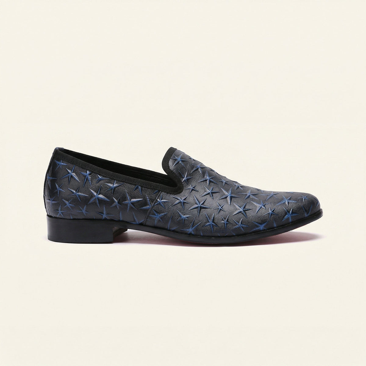 Mocassin Habillé Homme en Cuir Embossé à Motif Étoiles