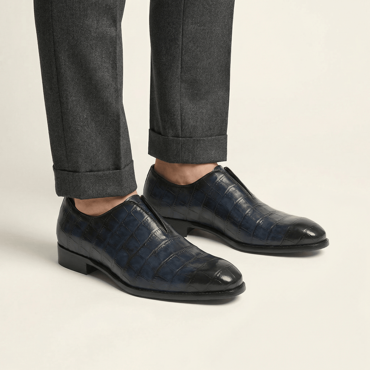 Mocassin Habille Slip-on Effet Crocodile