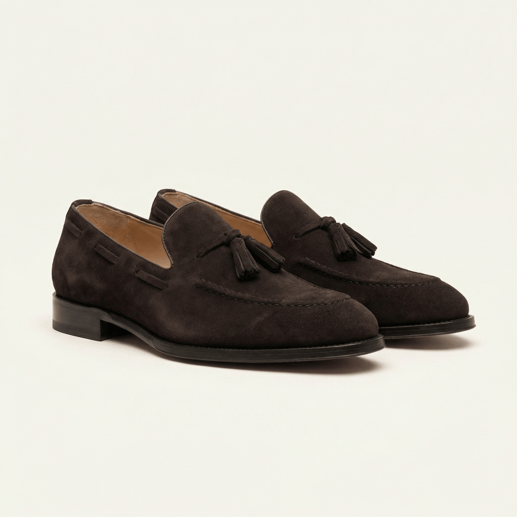 Mocassin Homme à Gland en Cuir Suédé avec Talon