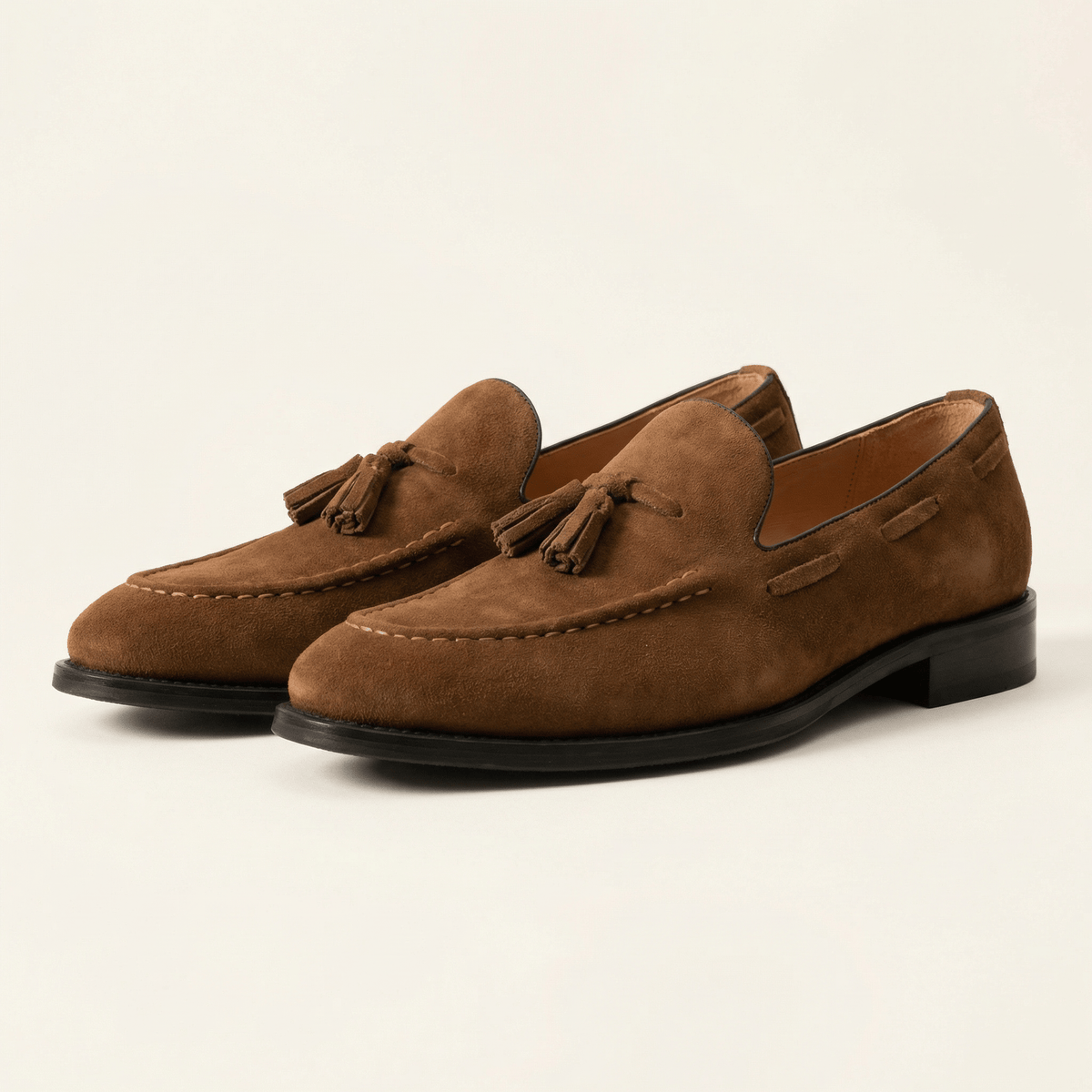 Mocassin Homme à Gland en Cuir Suédé avec Talon