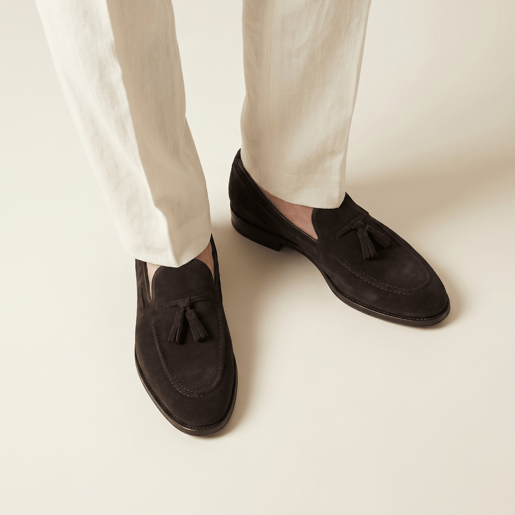 Mocassin Homme à Gland en Cuir Suédé avec Talon