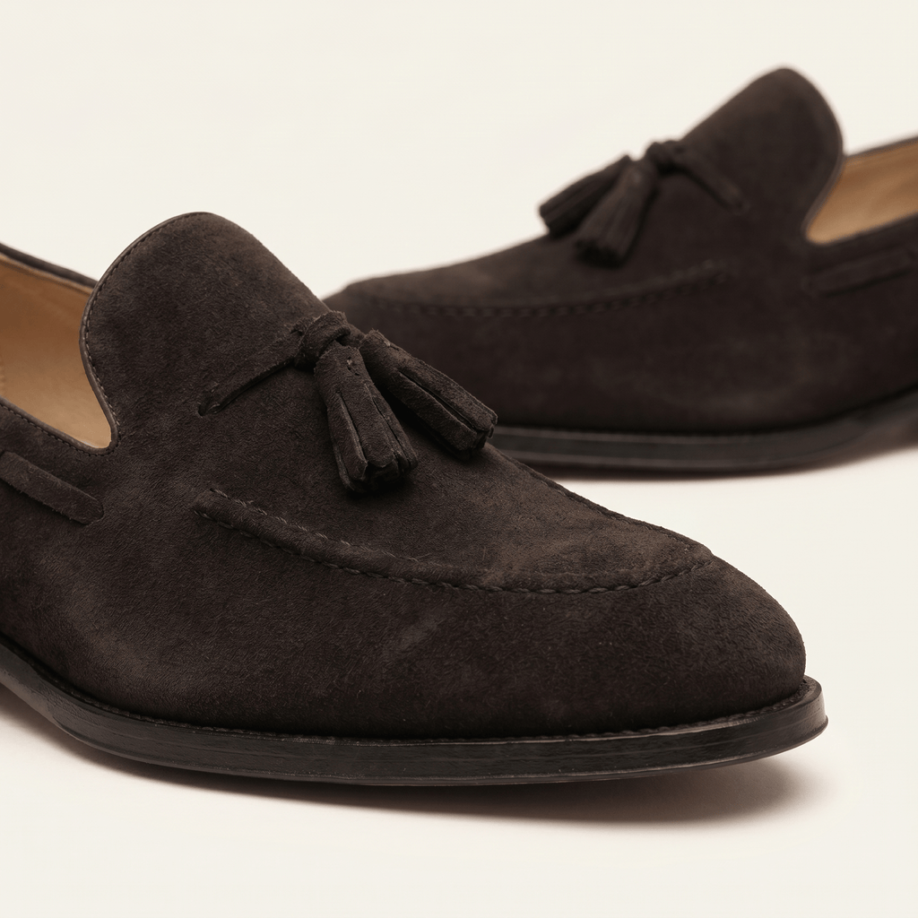 Mocassin Homme à Gland en Cuir Suédé avec Talon