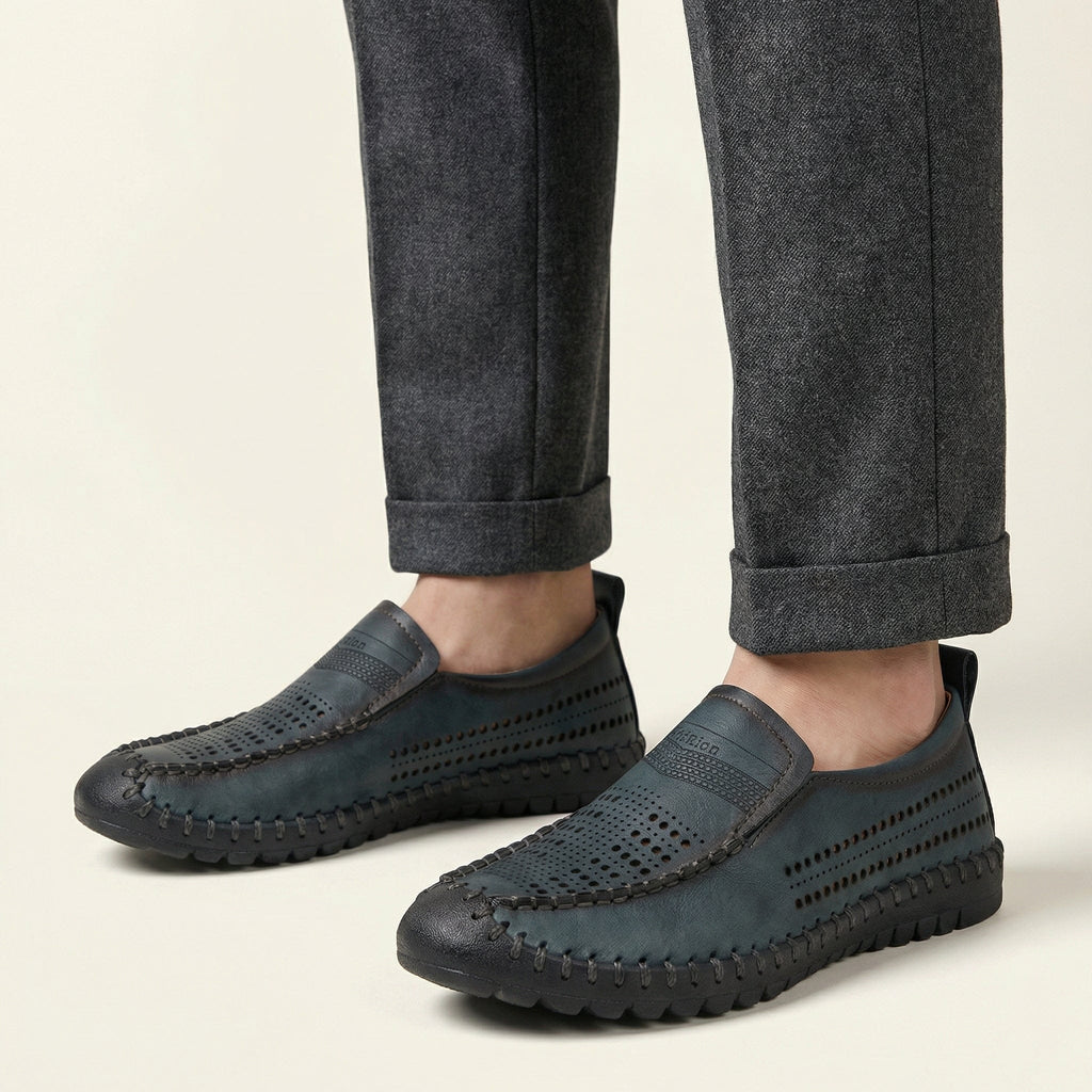 Mocassin Homme de Conduite en Cuir Perforé Souple