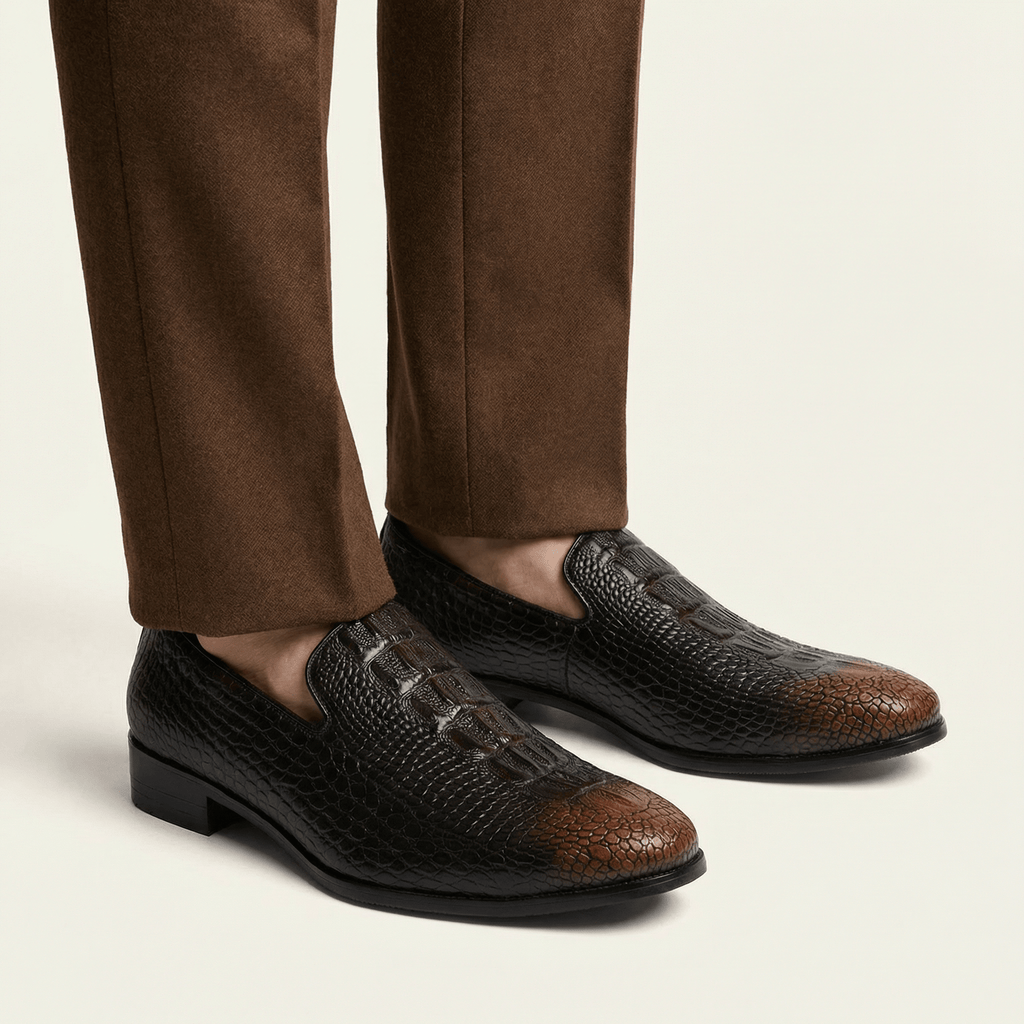 Mocassin homme effet cuir crocodile en PU