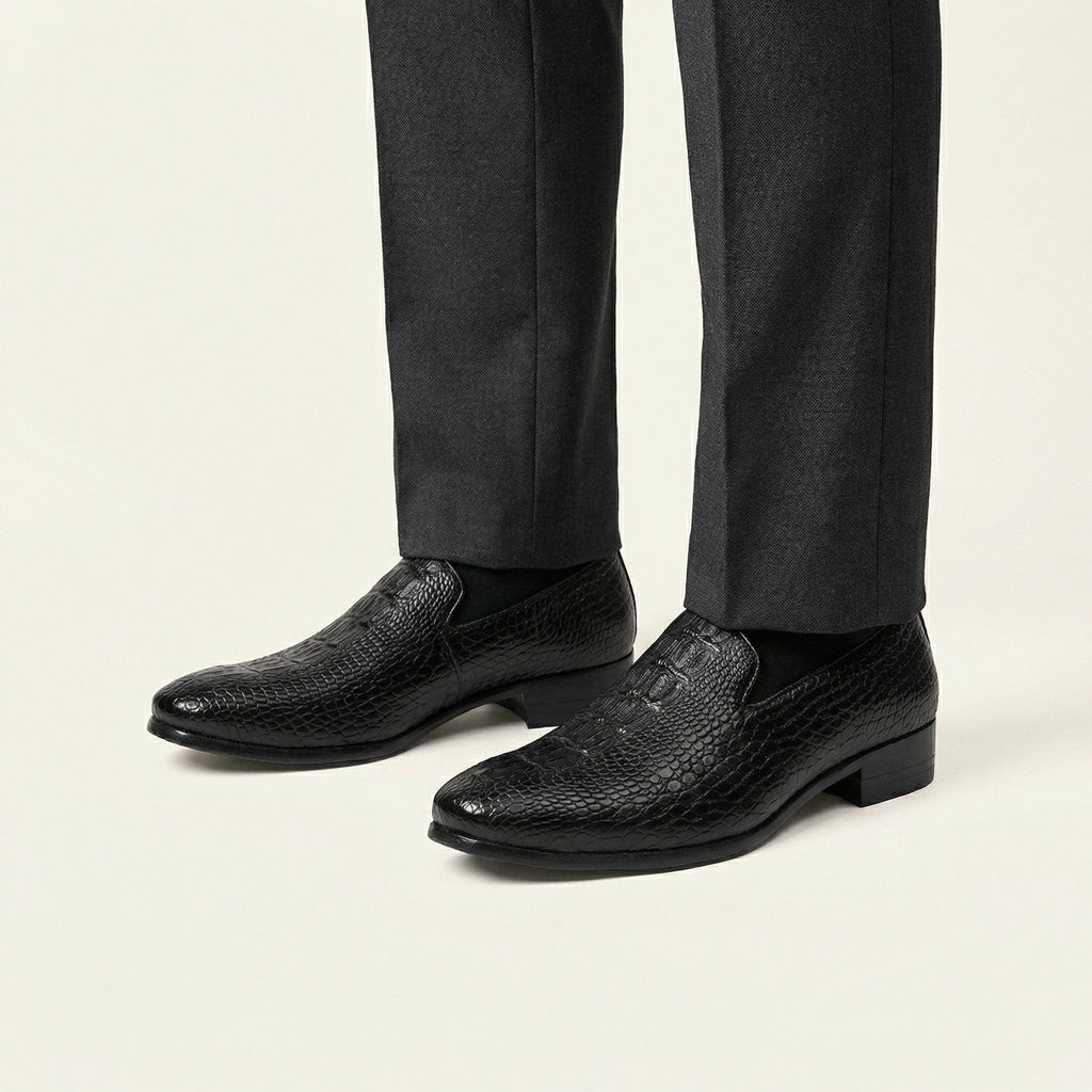Mocassin homme effet cuir crocodile en PU