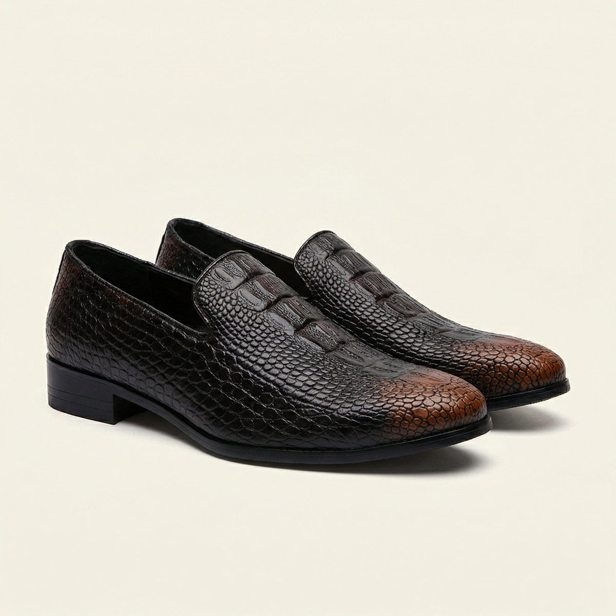 Mocassin homme effet cuir crocodile en PU