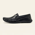 Mocassin Homme en Cuir Embossé Froissé à Boucle Métal