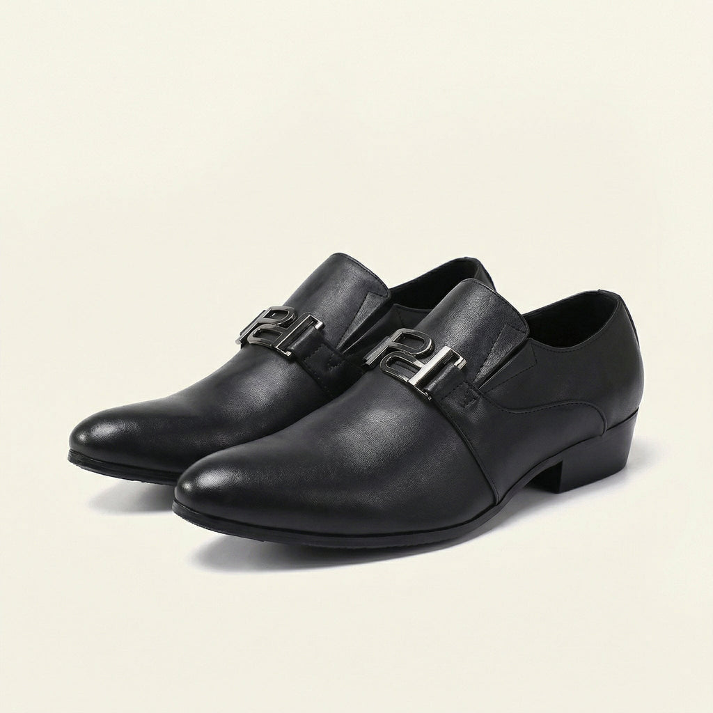 Mocassin Homme Habillé Slip-on à Ornement Métallique en Cuir
