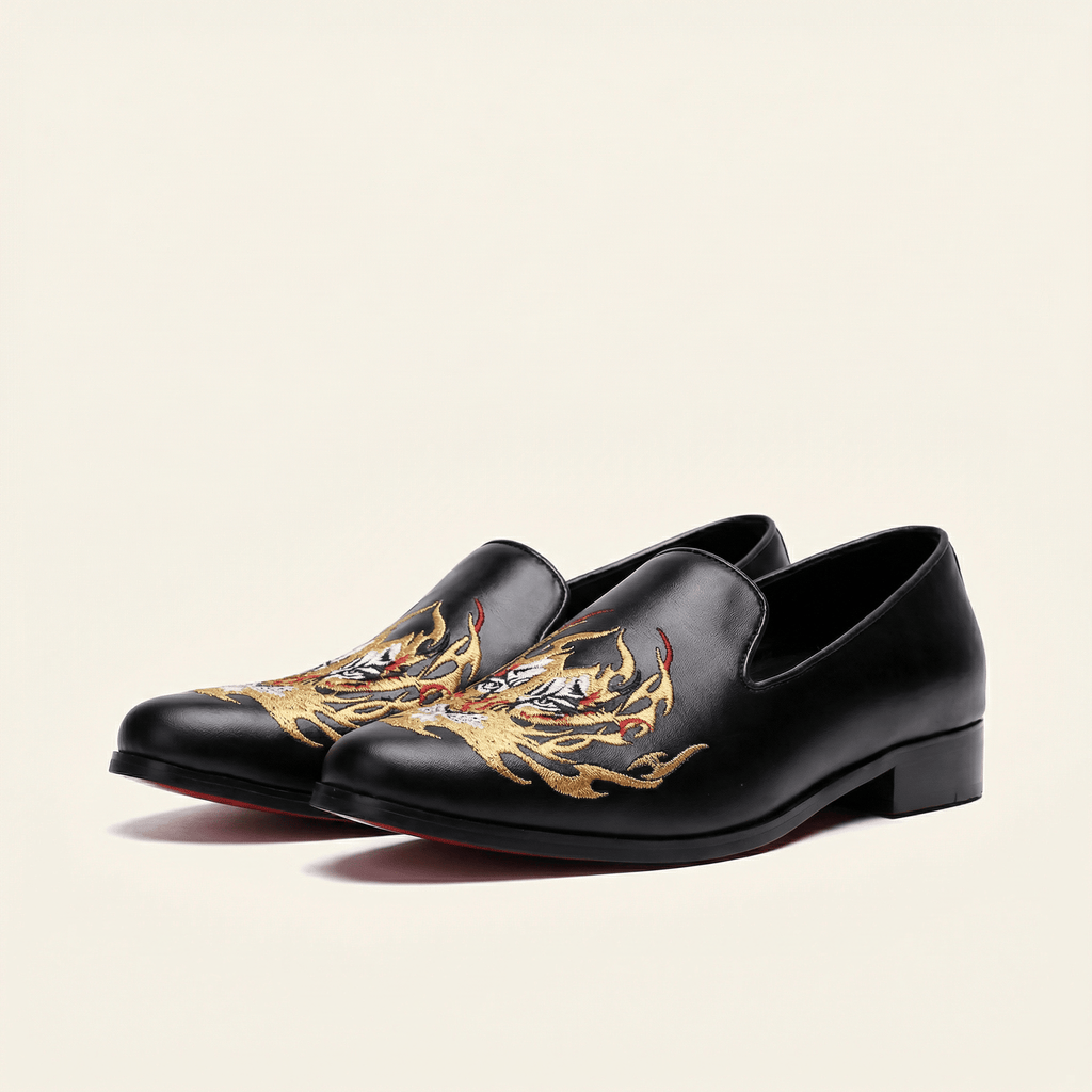 Mocassin Homme Mariage en Cuir Lisse Bordé Dragon