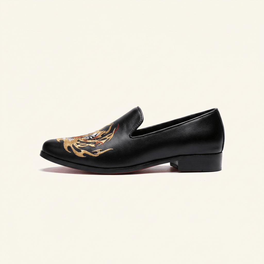Mocassin Homme Mariage en Cuir Lisse Bordé Dragon