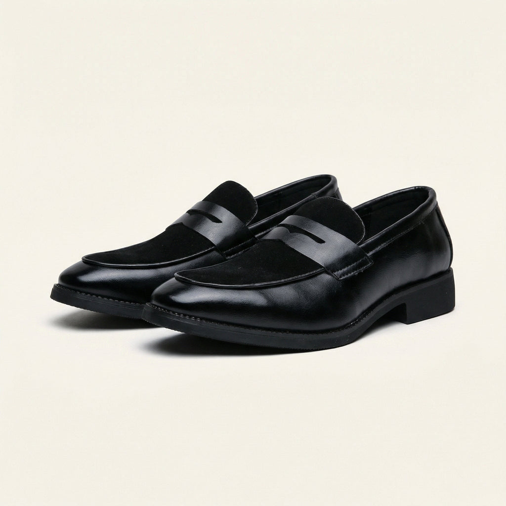 Mocassin Homme Penny Loafer avec Talon en Cuir Velours