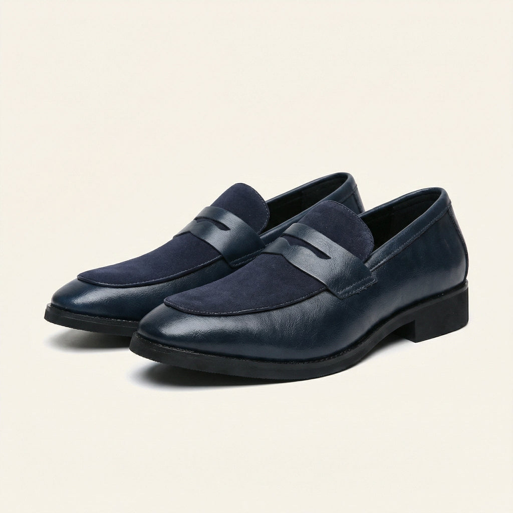 Mocassin Homme Penny Loafer avec Talon en Cuir Velours