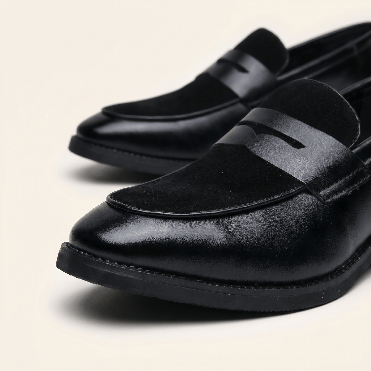 Mocassin Homme Penny Loafer avec Talon en Cuir Velours