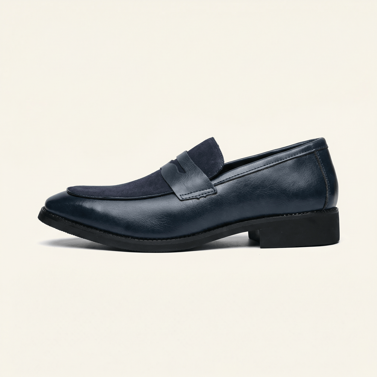 Mocassin Homme Penny Loafer avec Talon en Cuir Velours
