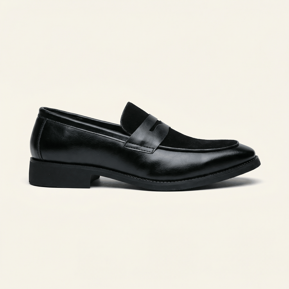 Mocassin Homme Penny Loafer avec Talon en Cuir Velours