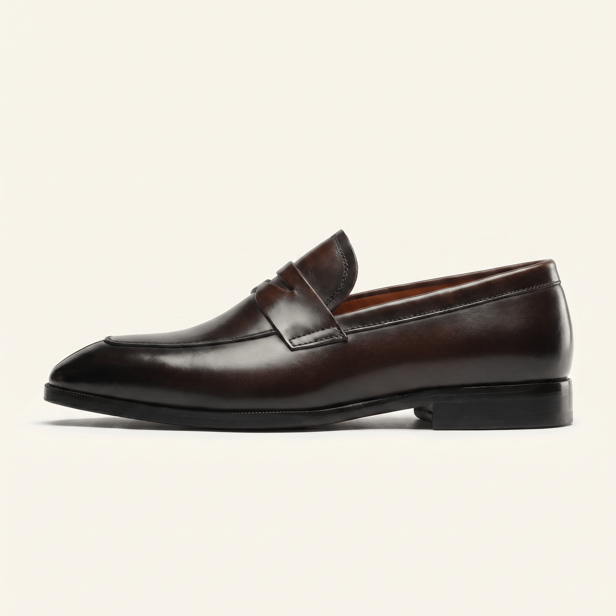 Mocassin Homme Penny Loafer Bout Effilé en Cuir Lisse