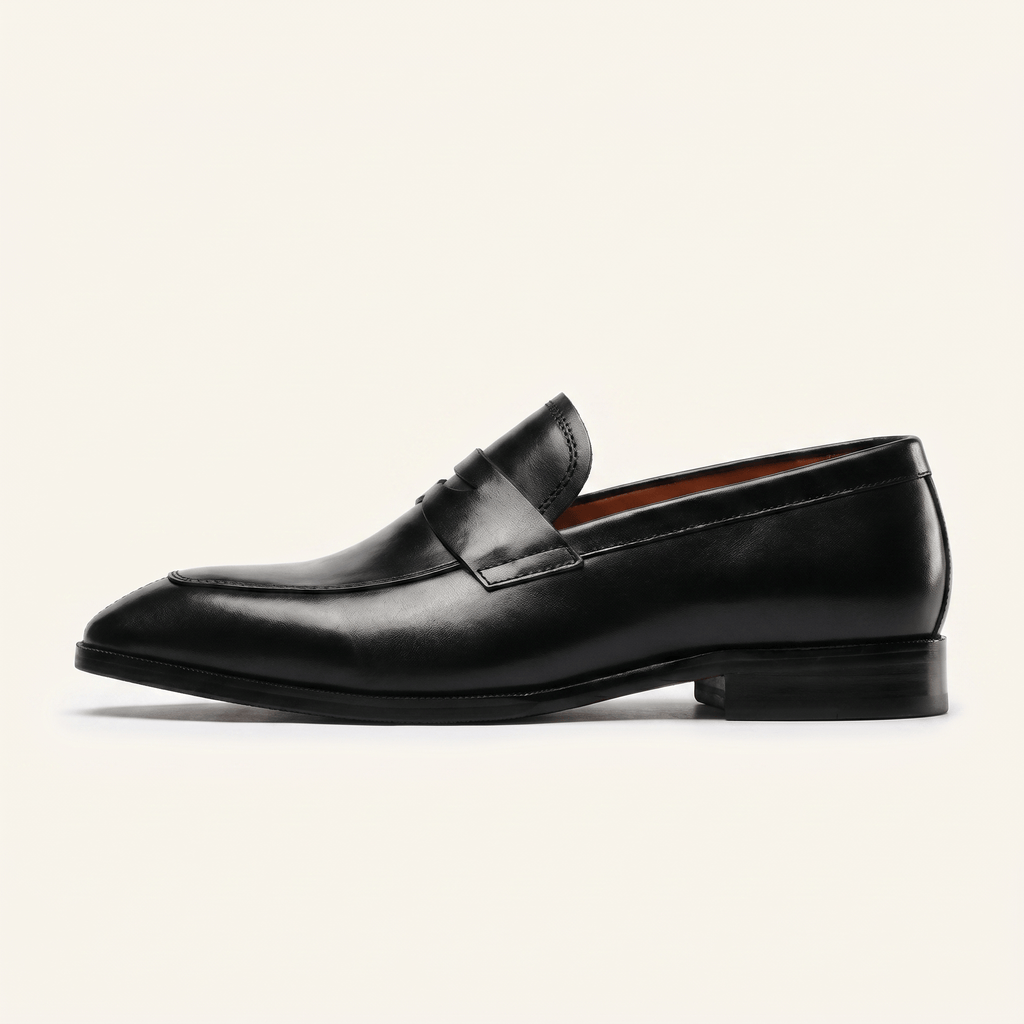 Mocassin Homme Penny Loafer Bout Effilé en Cuir Lisse