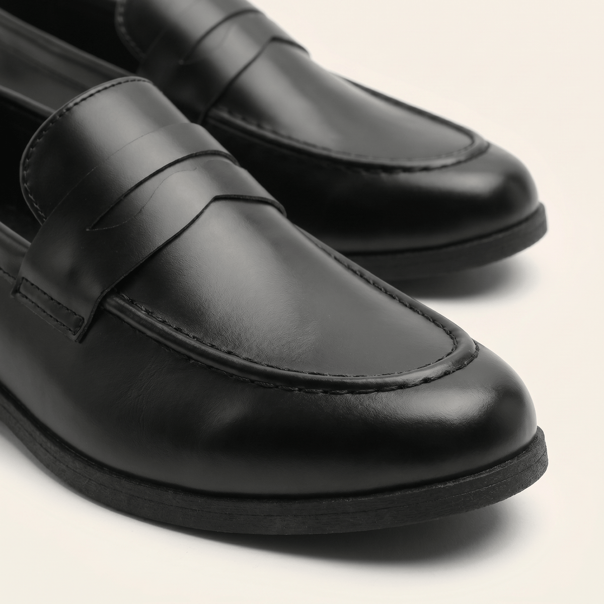 Mocassin Homme Penny Loafer Classique en Cuir Lisse Noir