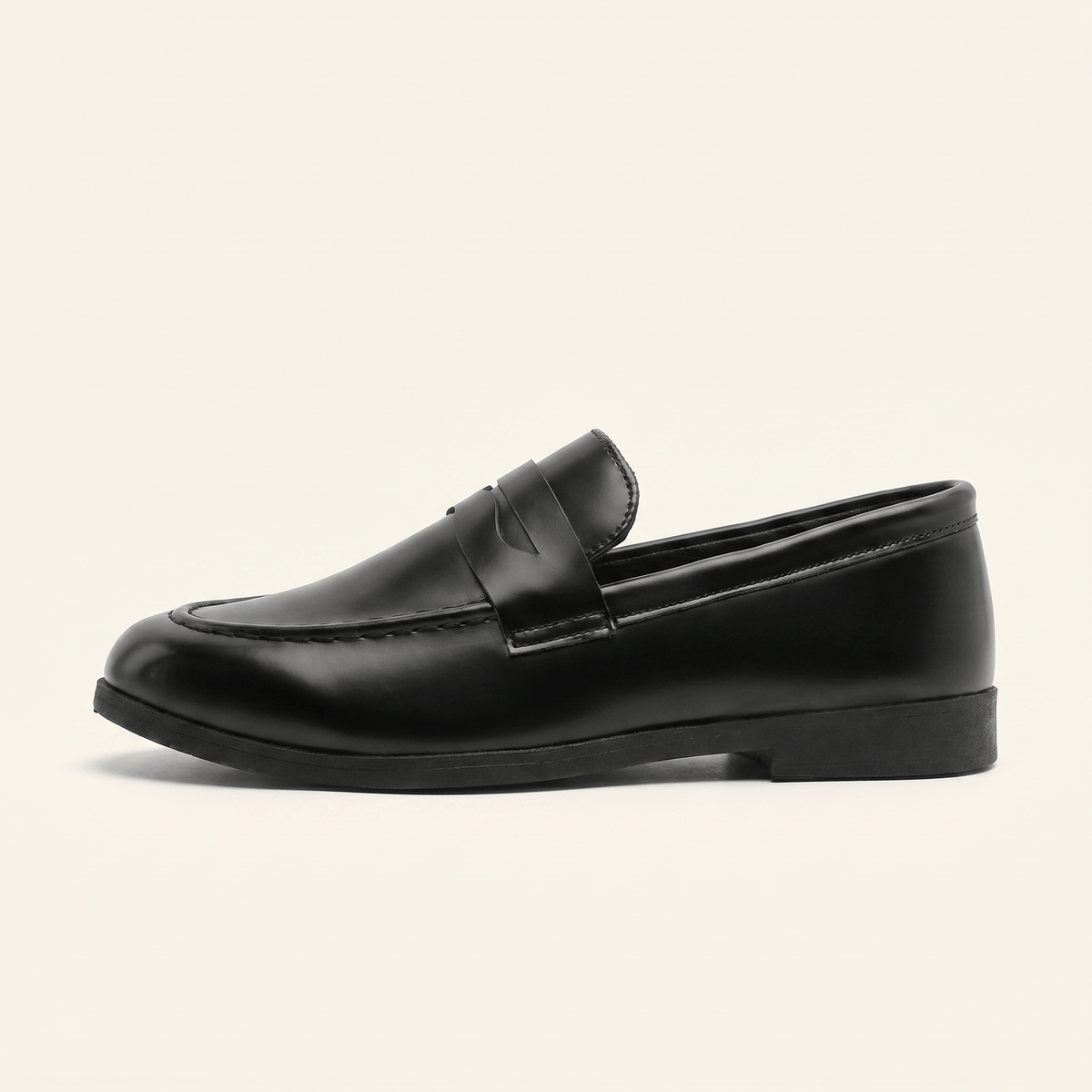 Mocassin Homme Penny Loafer Classique en Cuir Lisse Noir