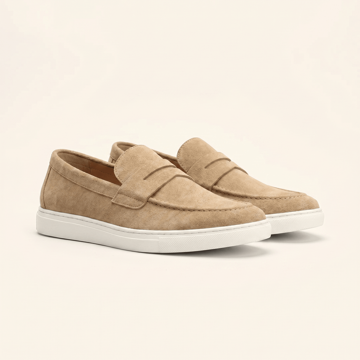 Mocassin Homme Penny Loafer en Daim à Semelle Contrastée