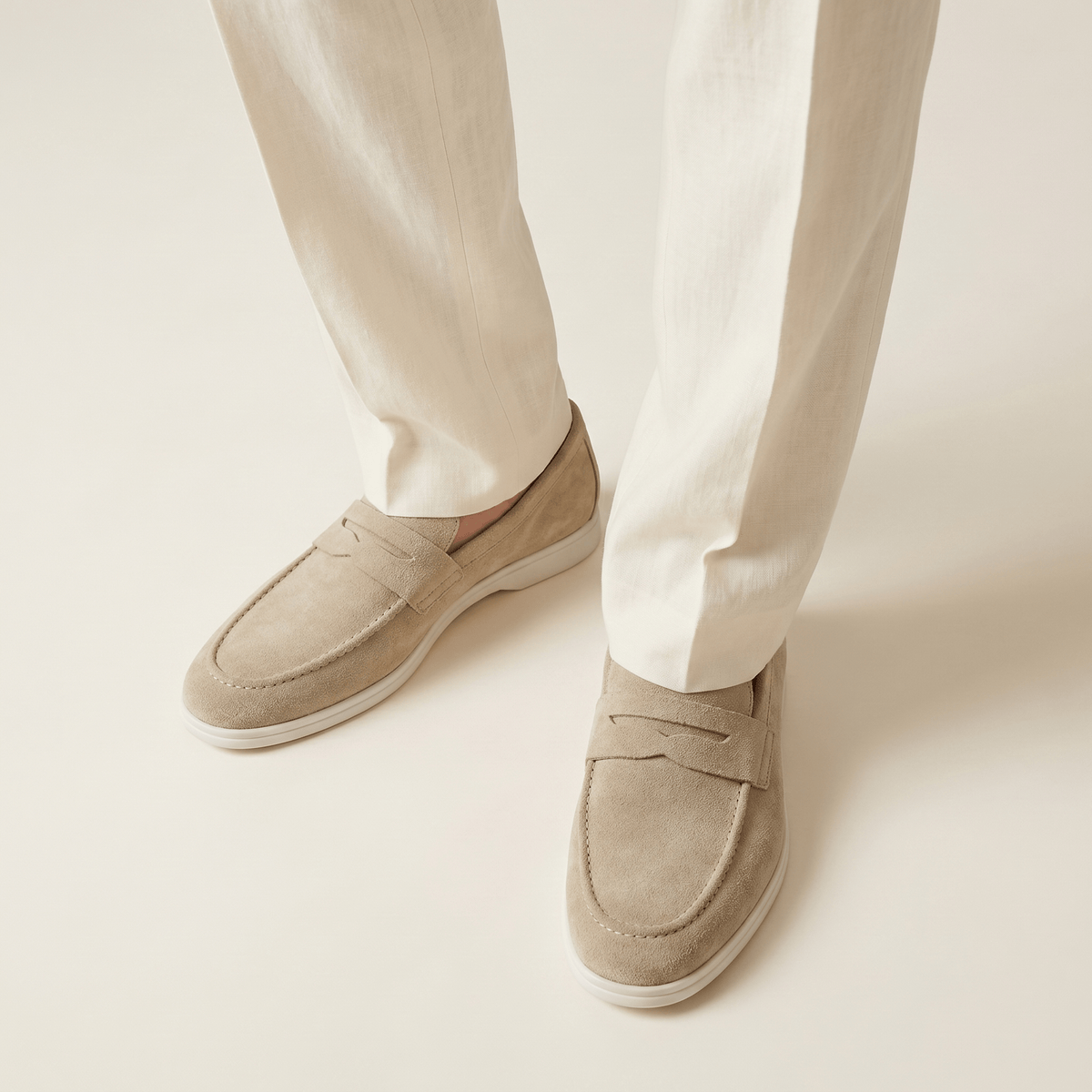 Mocassin Homme Penny Loafer en Daim à Semelle Contrastée