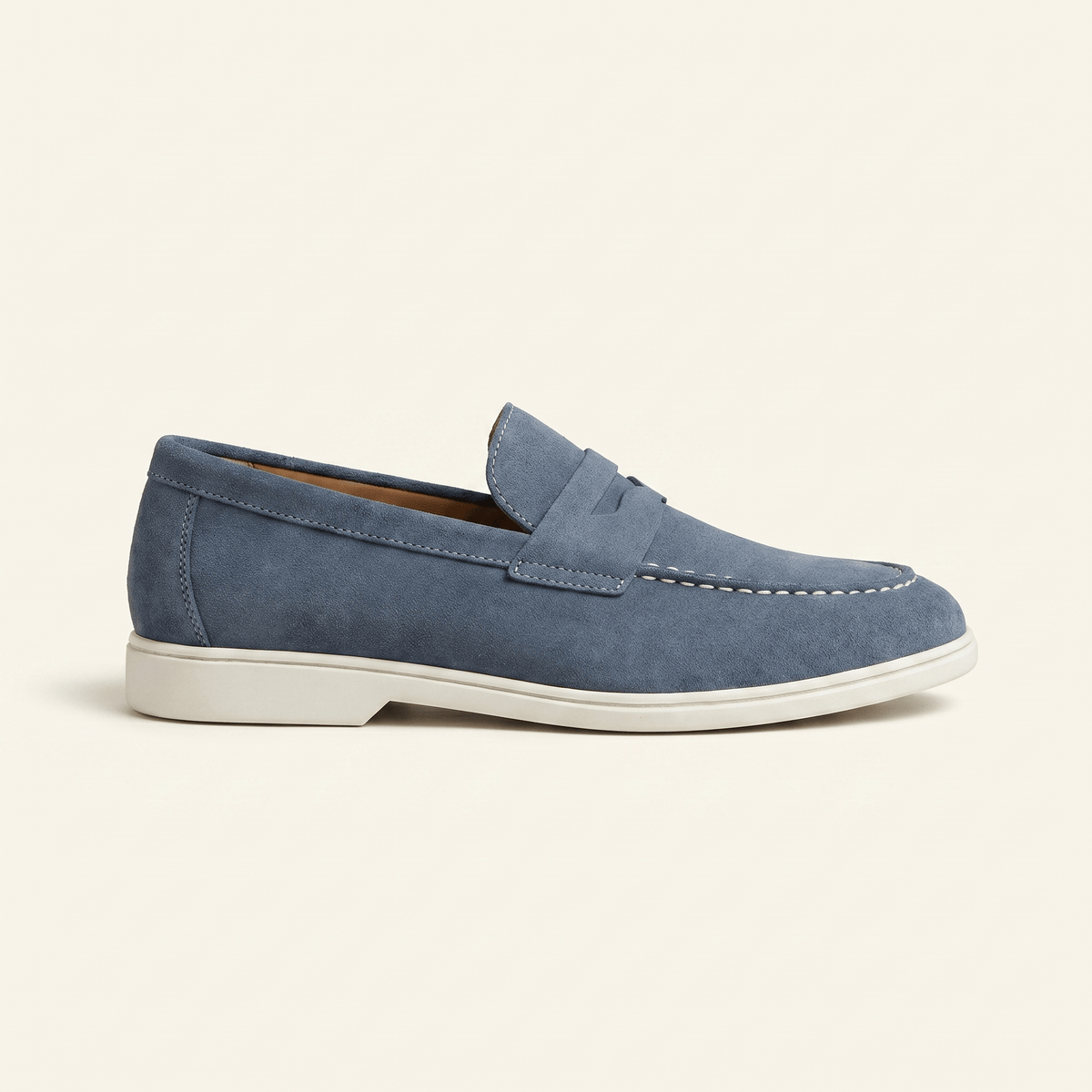 Mocassin Homme Penny Loafer en Daim à Semelle Contrastée