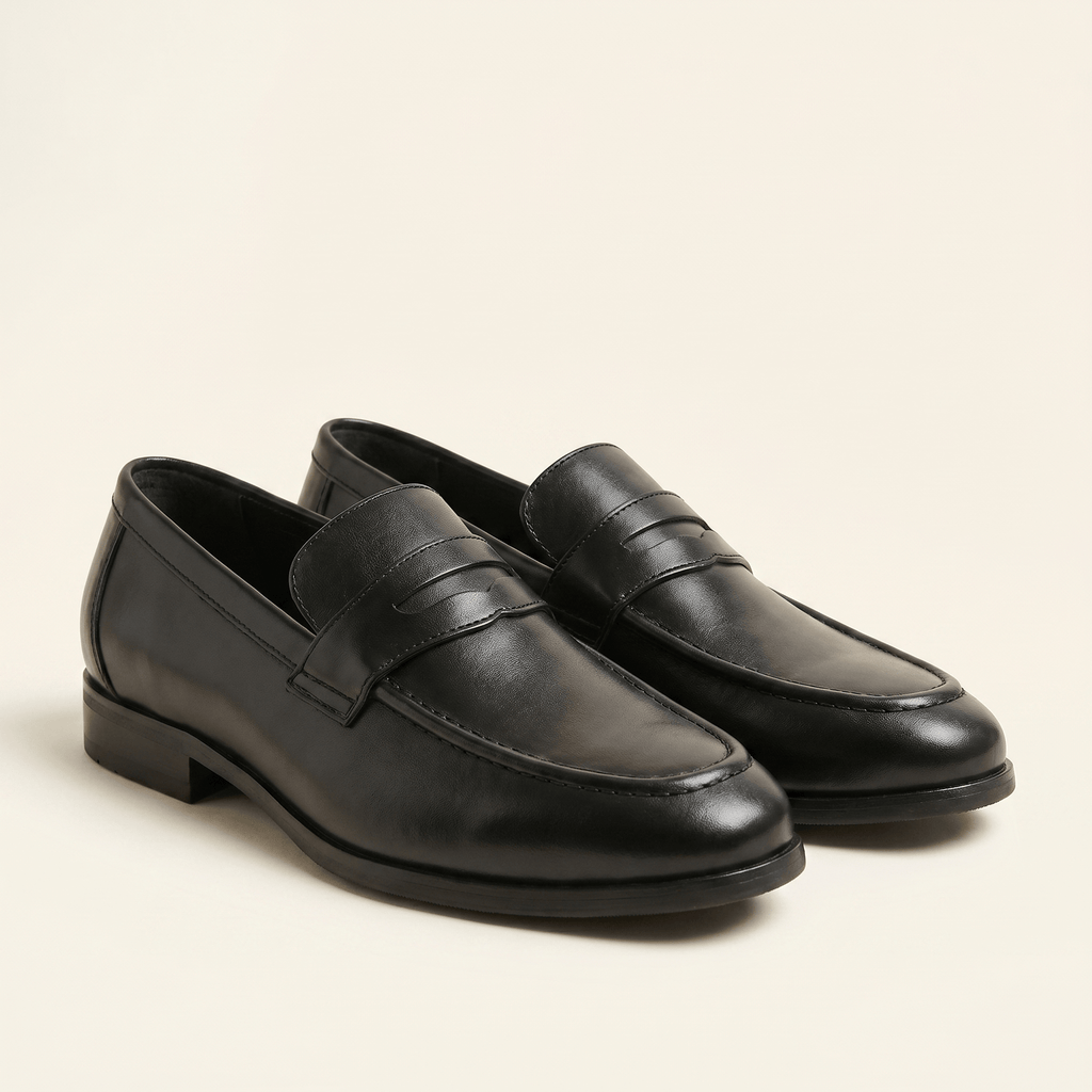 Mocassin Homme Penny Loafer Habillé en Cuir Lisse