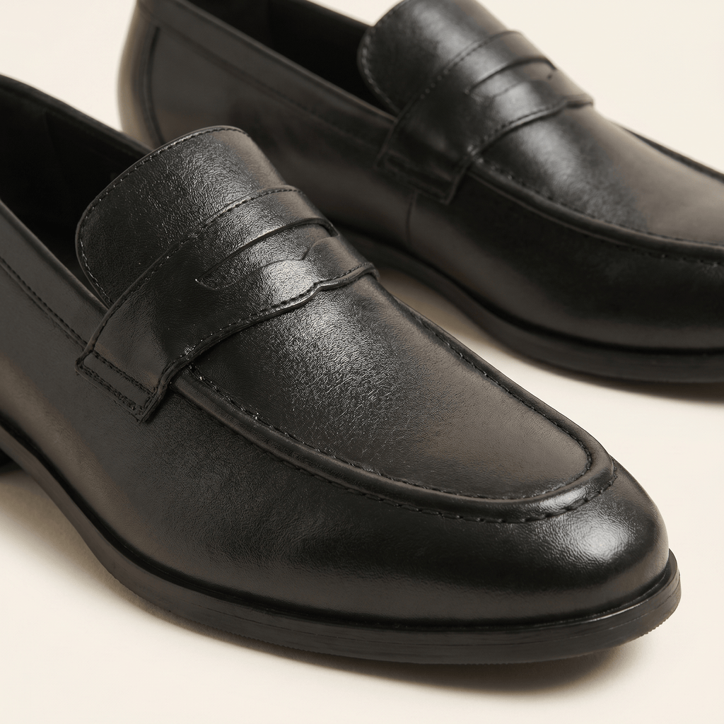 Mocassin Homme Penny Loafer Habillé en Cuir Lisse