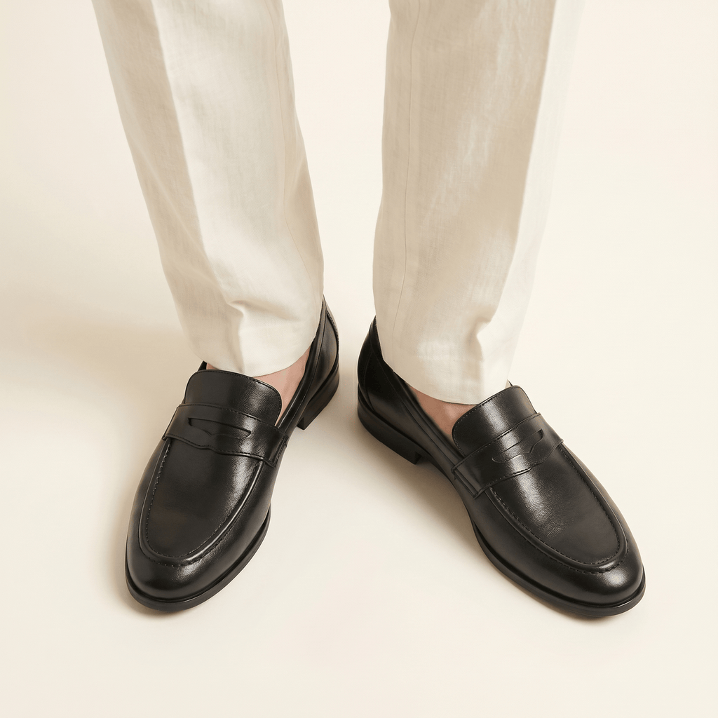Mocassin Homme Penny Loafer Habillé en Cuir Lisse