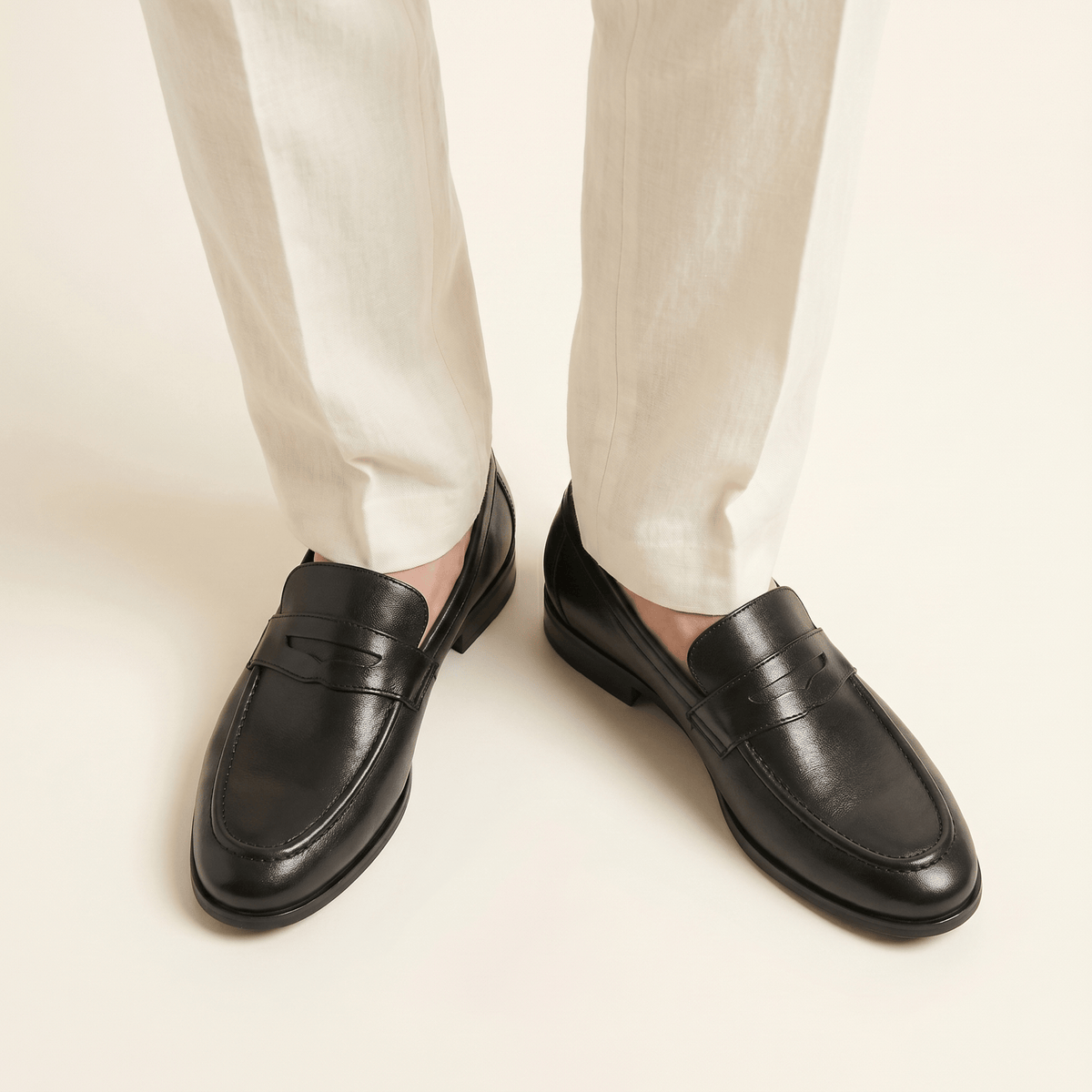 Mocassin Homme Penny Loafer Habillé en Cuir Lisse