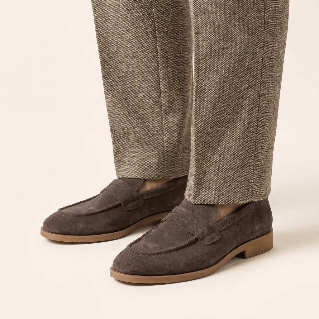 Mocassin Homme Penny Loafer Habillé en Daim