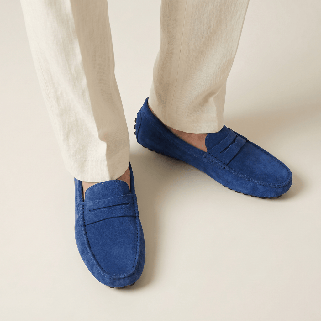 Mocassin Homme Souple en Cuir Suédé à Bande