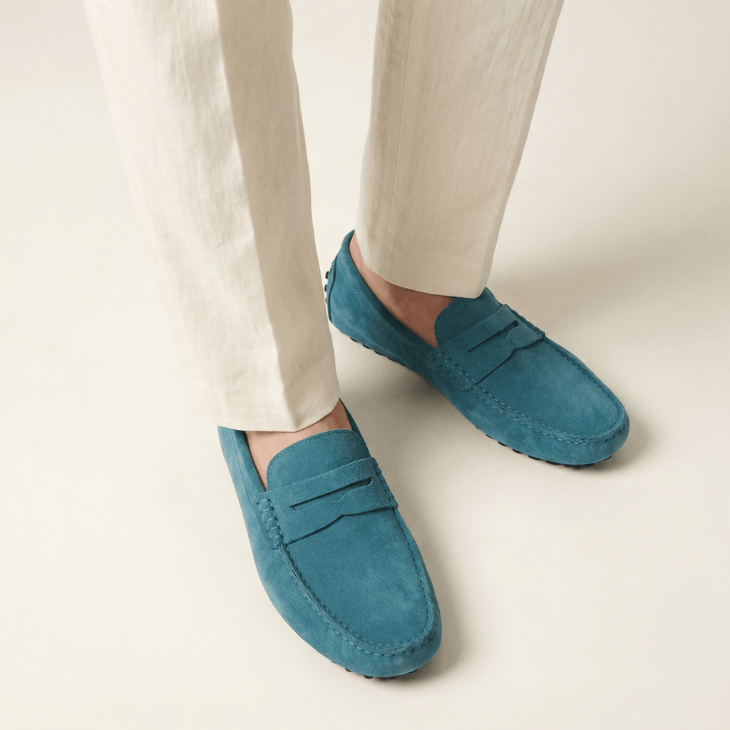 Mocassin Homme Souple en Cuir Suédé à Bande