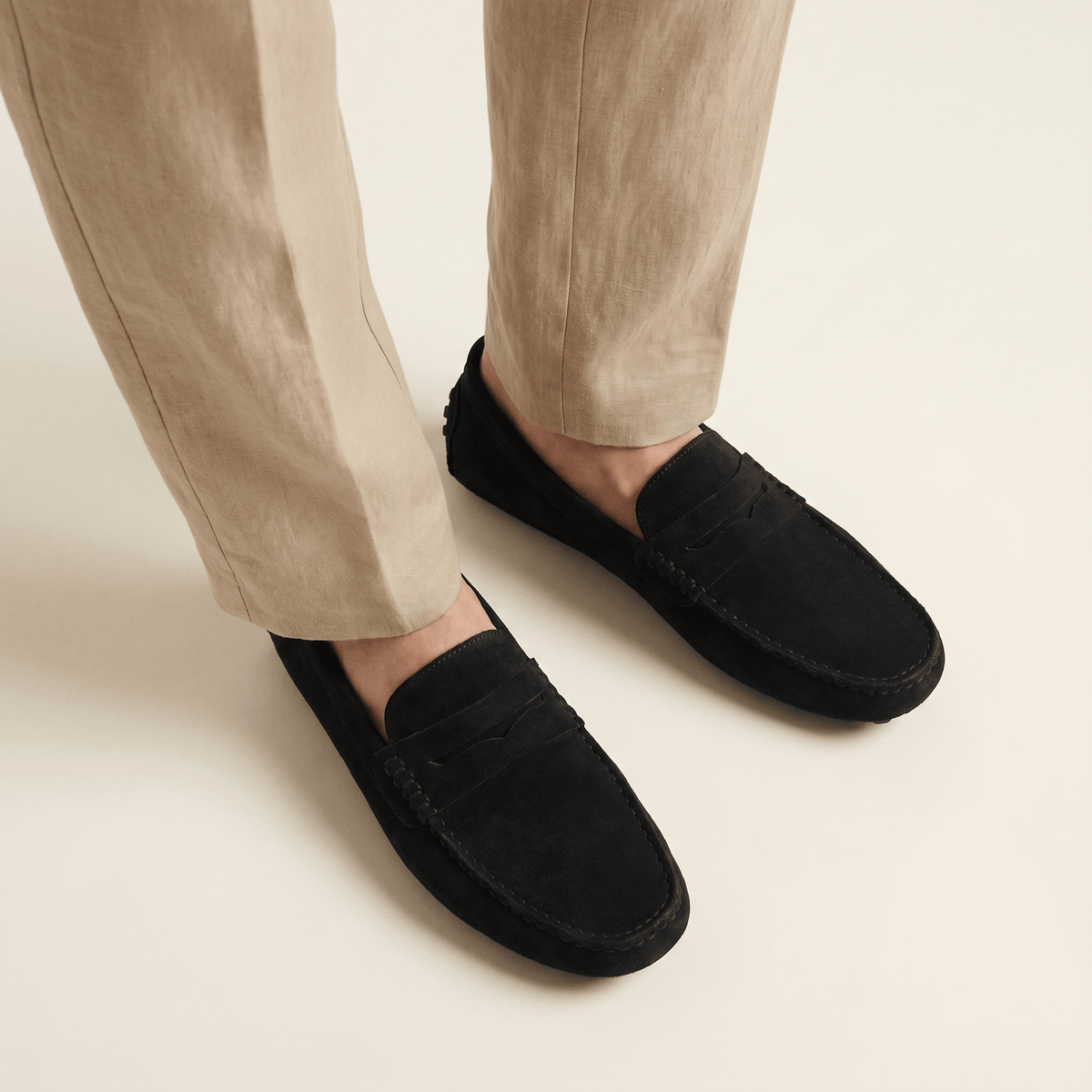 Mocassin Homme Souple en Cuir Suédé à Bande