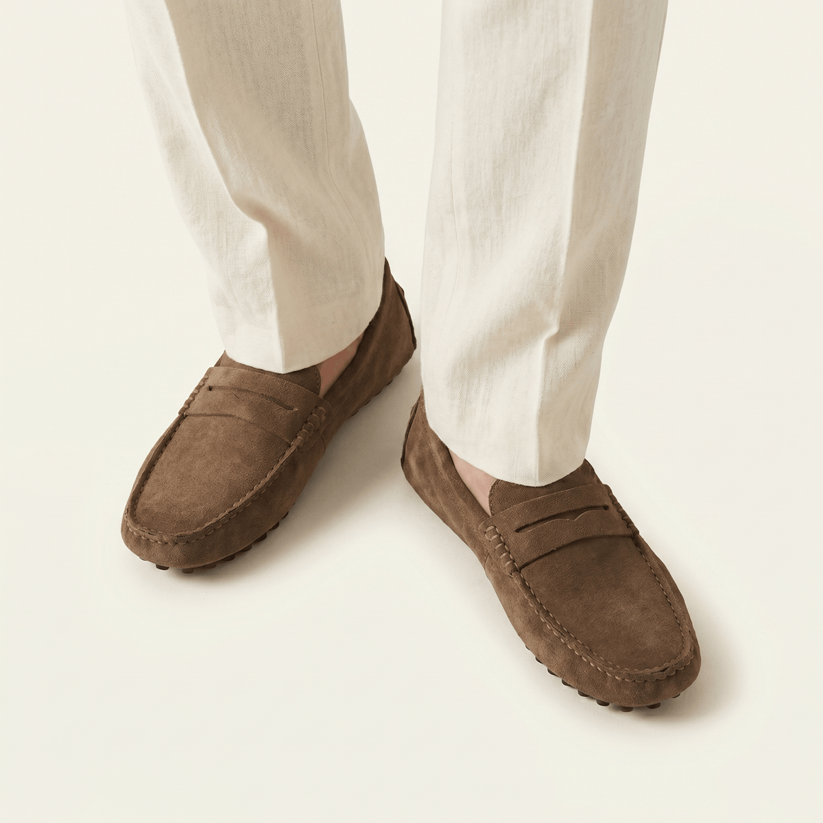 Mocassin Homme Souple en Cuir Suédé à Bande