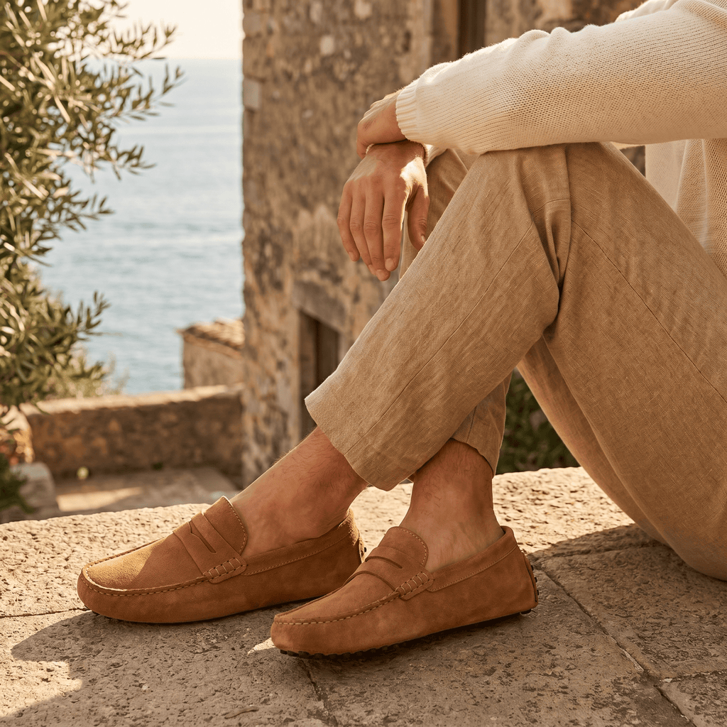 Mocassin Homme Souple en Cuir Suédé à Bande