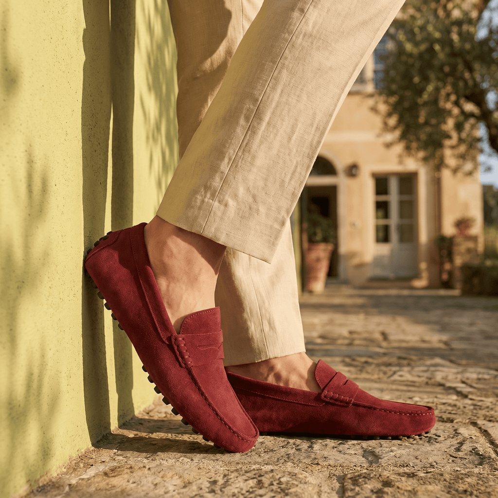 Mocassin Homme Souple en Cuir Suédé à Bande