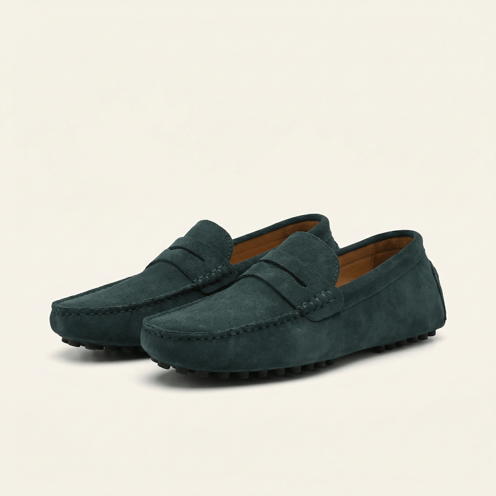 Mocassin Homme Souple en Cuir Suédé à Bande