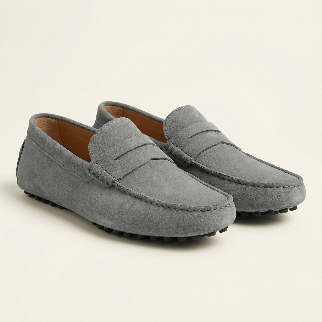 Mocassin Homme Souple en Cuir Suédé à Bande