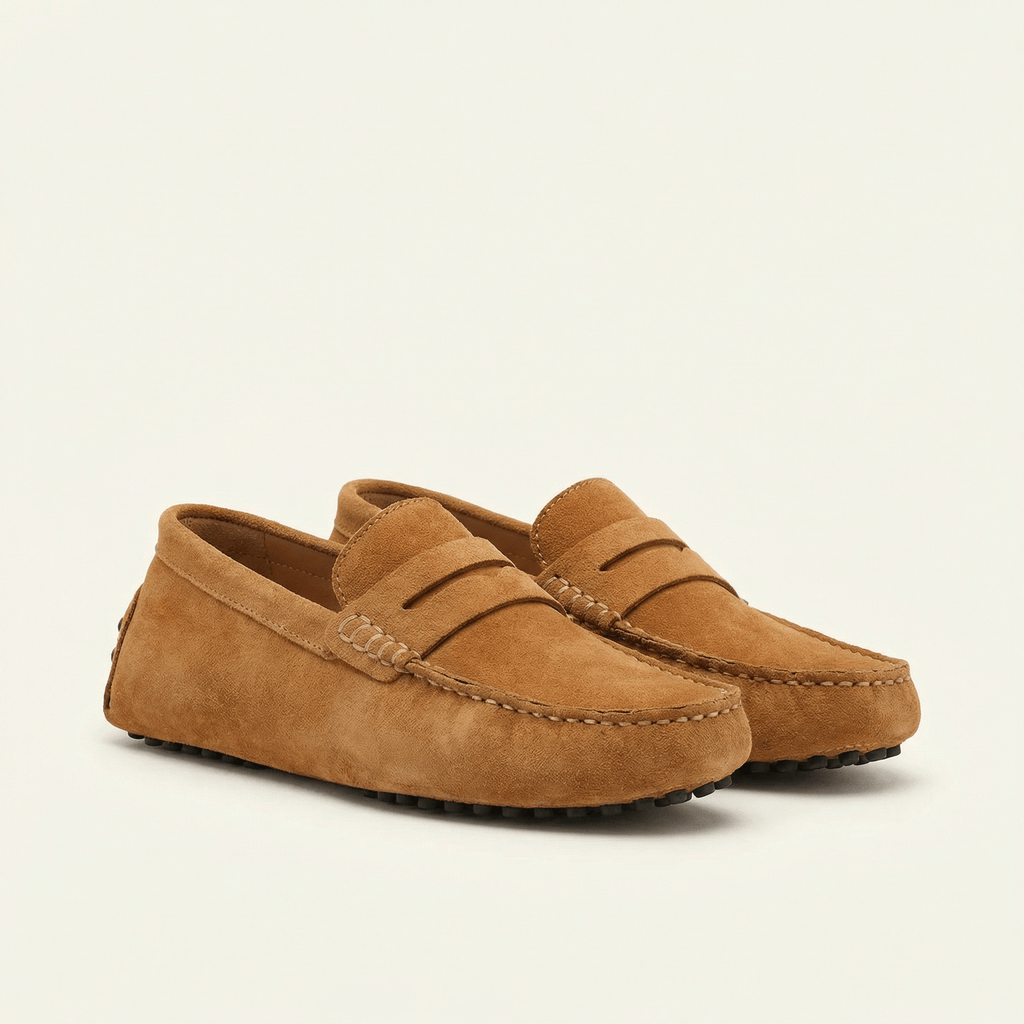 Mocassin Homme Souple en Cuir Suédé à Bande