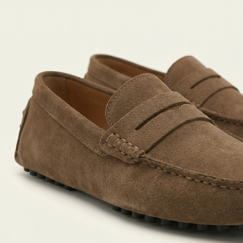 Mocassin Homme Souple en Cuir Suédé à Bande